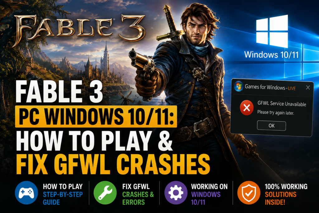 Fable 3 PC Windows 10/11 gameplay and GFWL fix guide